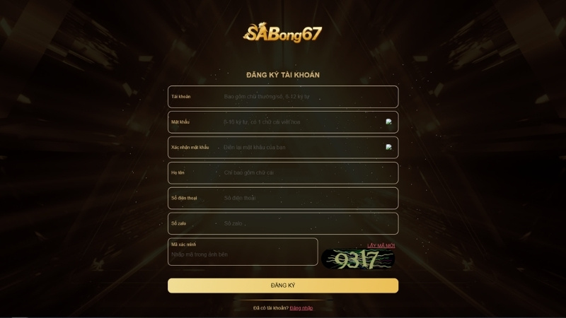 SABONG67 Mẫu đăng ký tài khoản SABONG67